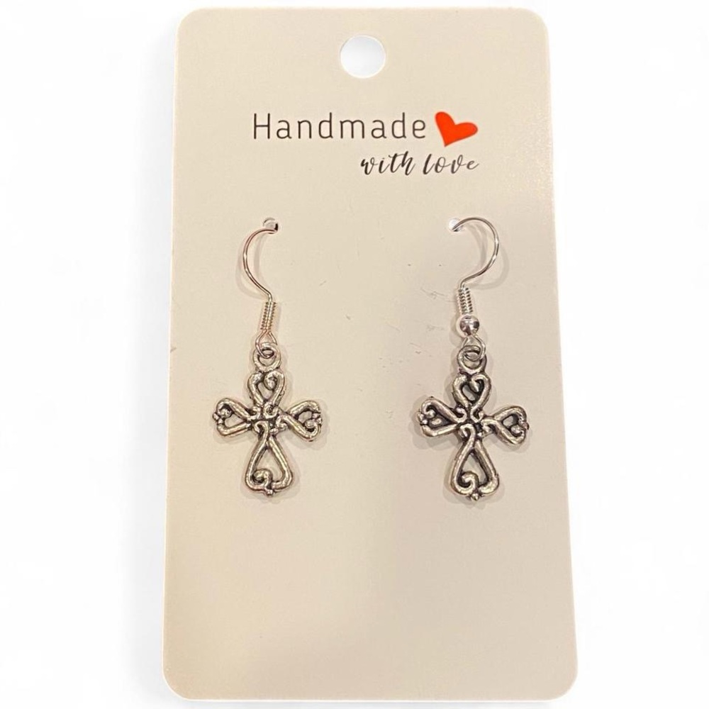 Silver Cross Dangle Earrings